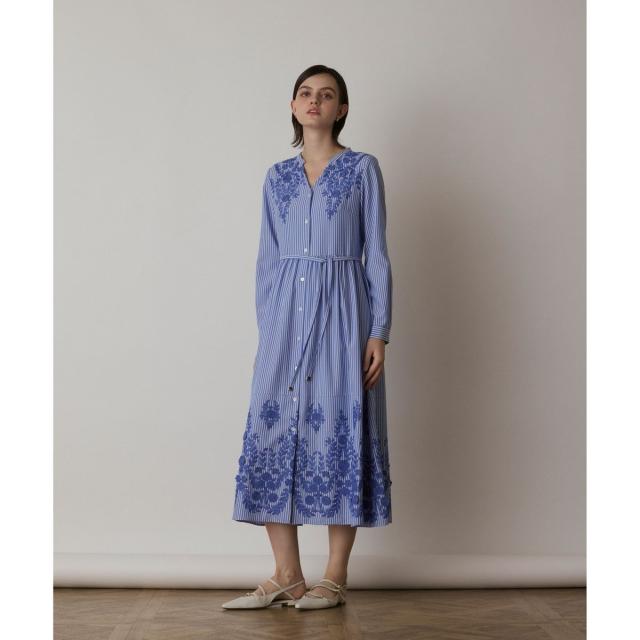 グレースコンチネンタル（GRACE CONTINENTAL）/ストライプ刺繍ワンピース