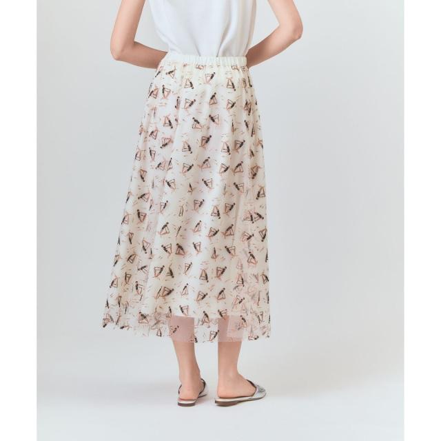 新品　グレースコンチネンタル25SS マリンembフレアスカート　キナリ　38 マリンembフレアスカート / GRACE CONTINENTAL | GRACE