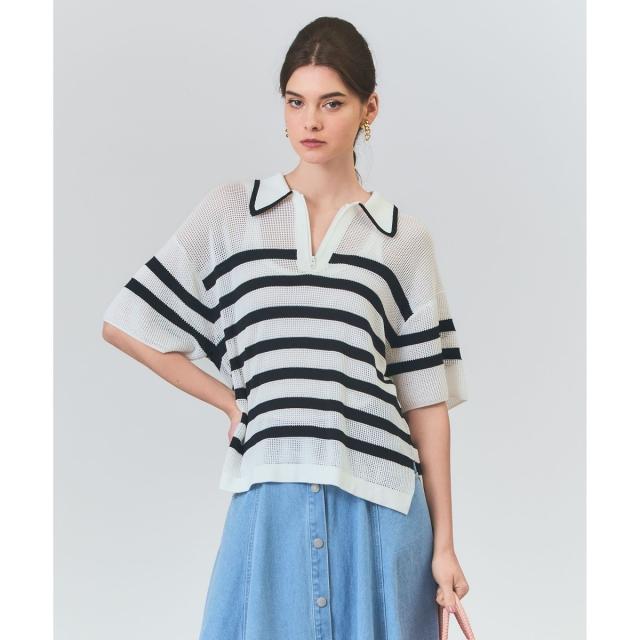 グレースコンチネンタル（GRACE CONTINENTAL）/ワッフルボーダートップ