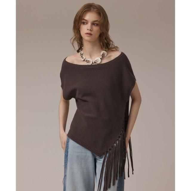 グレースコンチネンタル（GRACE CONTINENTAL）/フリンジイレヘムニットトップ