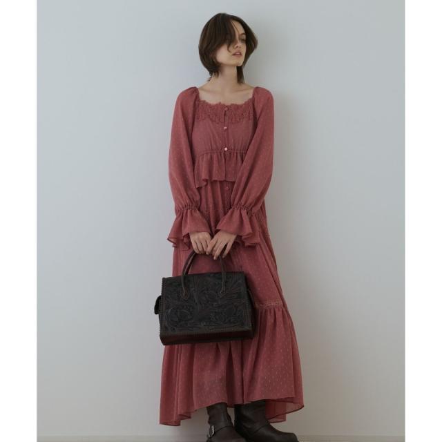 グレースコンチネンタル（GRACE CONTINENTAL）/レースコンビカットジャガードワンピース