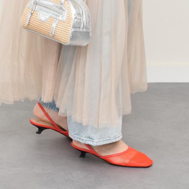 ファビオ ルスコーニ（FABIO RUSCONI）/FABIO RUSCONI◆3．5cmヒール◆スクエアトウネットバックバンドパンプス