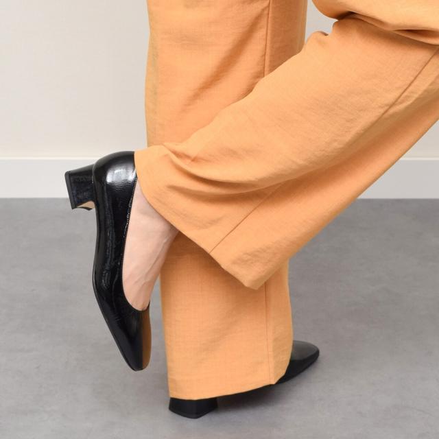 ファビオ ルスコーニ（FABIO RUSCONI）/FABIO RUSCONI◆3．5cmヒール◆スクエアトウフレアヒールパンプス