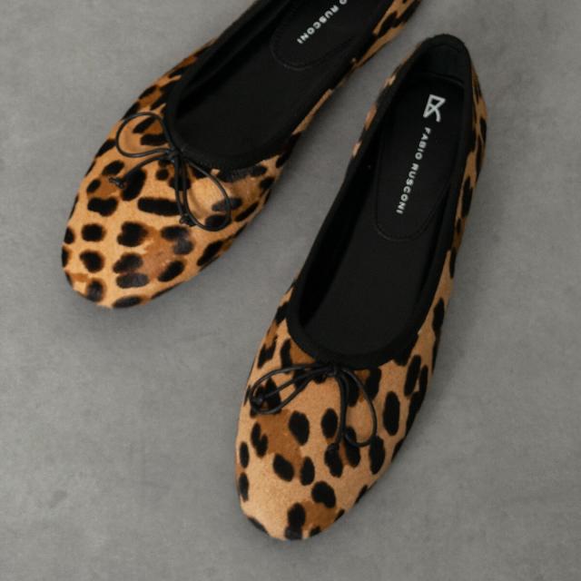 ファビオ ルスコーニ（FABIO RUSCONI）/Fabio Rusconi◆0．8cmヒール◆ラウンドトウレオパードハラコバレエ