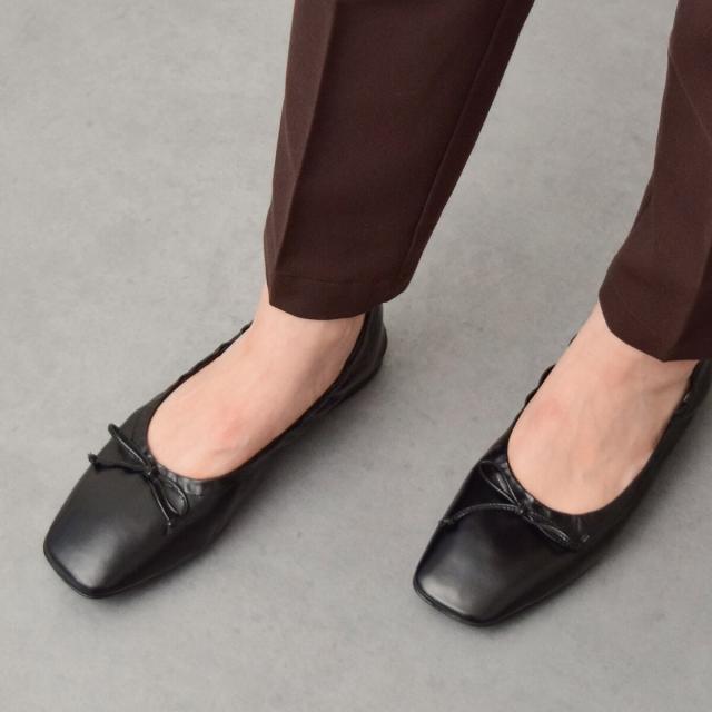 ファビオ ルスコーニ（FABIO RUSCONI）/Fabio Rusconi◆1cmヒール◆スクエアトウフラットシャーリングバレエ