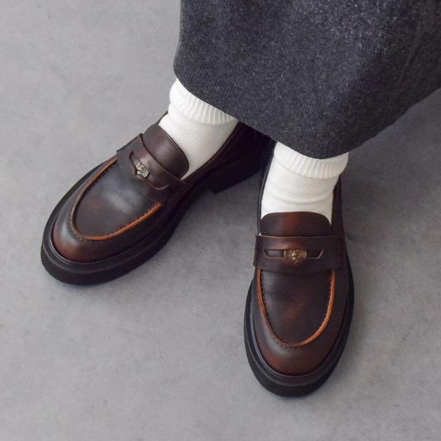 ファビオ ルスコーニ（FABIO RUSCONI）/Fabio Rusconi◆4．5cmヒール◆ラウンドトウ厚底ペニーローファー ファビオ ルスコーニ（FABIO RUSCONI）/Fabio Rusconi◇4．5cmヒール