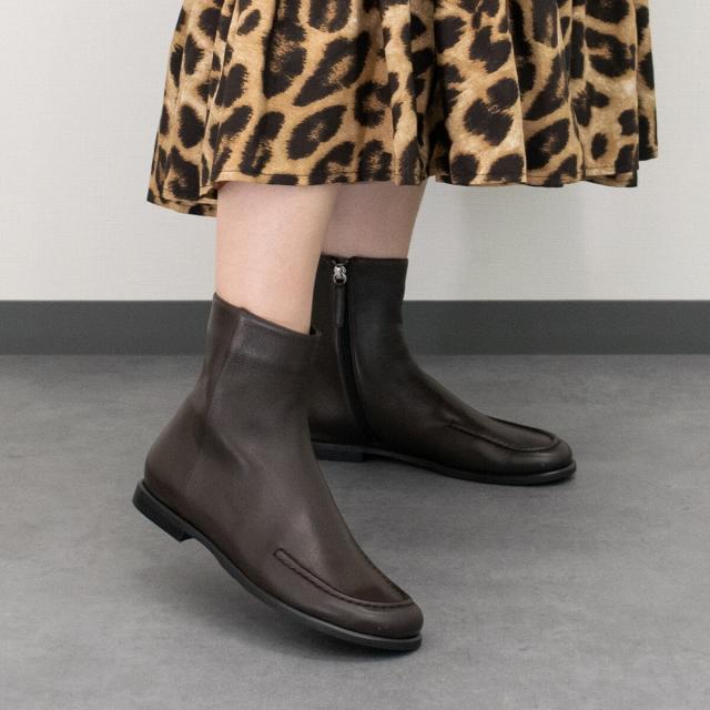 ファビオ ルスコーニ（FABIO RUSCONI）/Fabio Rusconi◆1．7cmヒール◆オブリークトウサイドシームモカブーツ