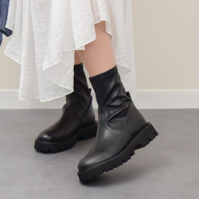 ファビオ ルスコーニ（FABIO RUSCONI）/Fabio Rusconi◆4．4cmヒール◆タンクソールストレッチショートブーツ