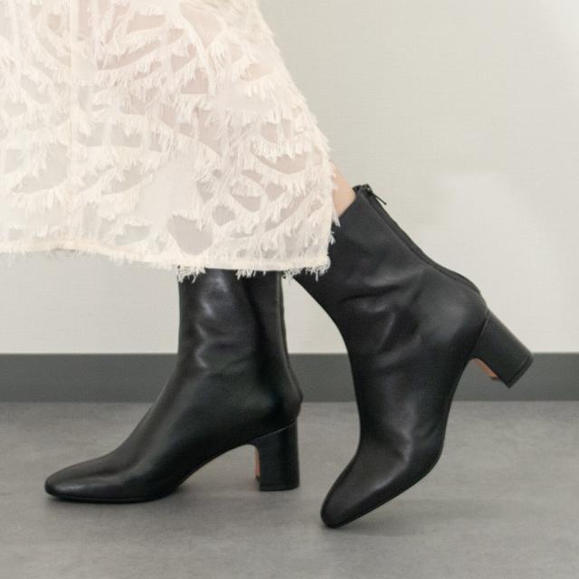 ファビオ ルスコーニ（FABIO RUSCONI）/Fabio Rusconi◆6cmヒール◆バックジップスムースレザーショートブーツ