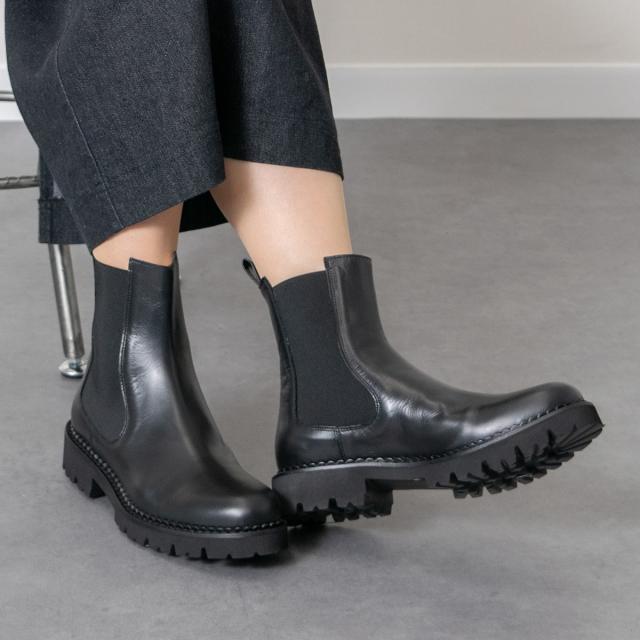 ファビオ ルスコーニ（FABIO RUSCONI）/Fabio Rusconi◆3．8cmヒール◆ラウンドトウタンクソールサイドゴアブーツ