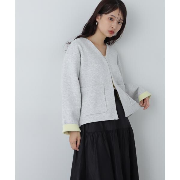 エヌ ナチュラルビューティーベーシック（N．Natural Beauty Basic*）/アウトポケット配色ニットブルゾンの通販は 5,377円