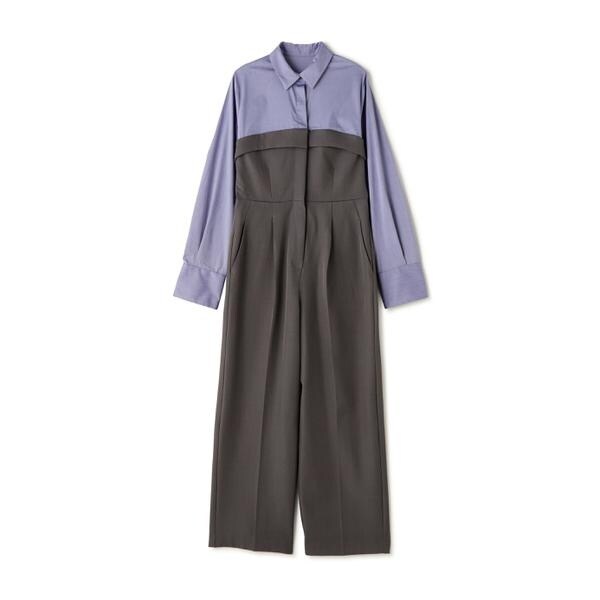 エヌ ナチュラルビューティーベーシック（N．Natural Beauty Basic*）/シャツドッキングテイラードジャンプスーツ《S Size Line》