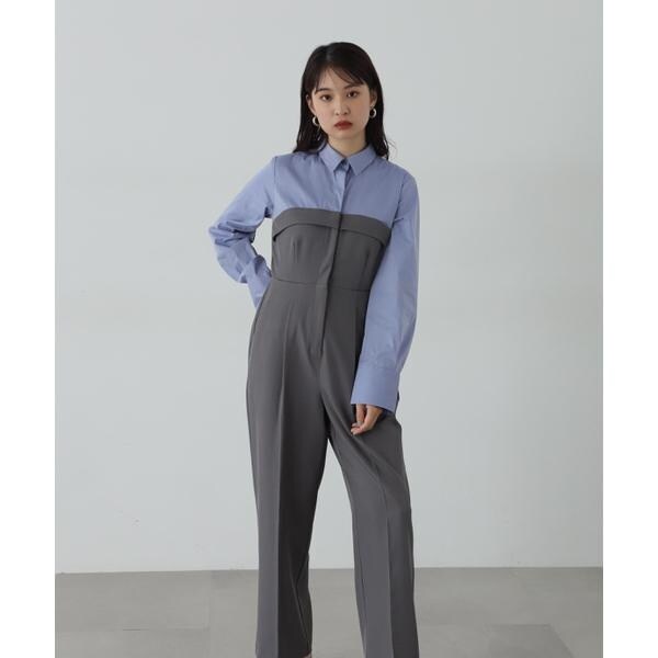 エヌ ナチュラルビューティーベーシック（N．Natural Beauty Basic*）/シャツドッキングテイラードジャンプスーツ《S Size Line》
