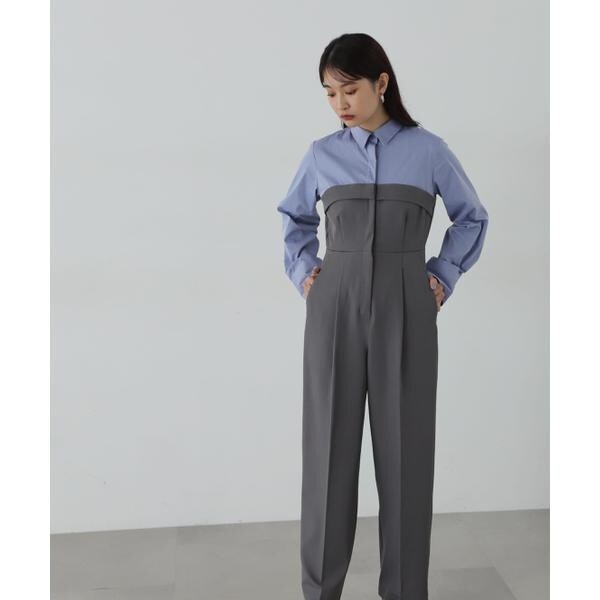 エヌ ナチュラルビューティーベーシック（N．Natural Beauty Basic*）/シャツドッキングテイラードジャンプスーツ《S Size Line》