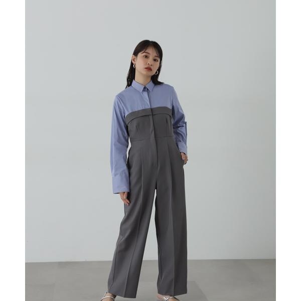 エヌ ナチュラルビューティーベーシック（N．Natural Beauty Basic*）/シャツドッキングテイラードジャンプスーツ《S Size Line》