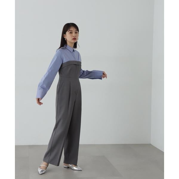 エヌ ナチュラルビューティーベーシック（N．Natural Beauty Basic*）/シャツドッキングテイラードジャンプスーツ《S Size Line》