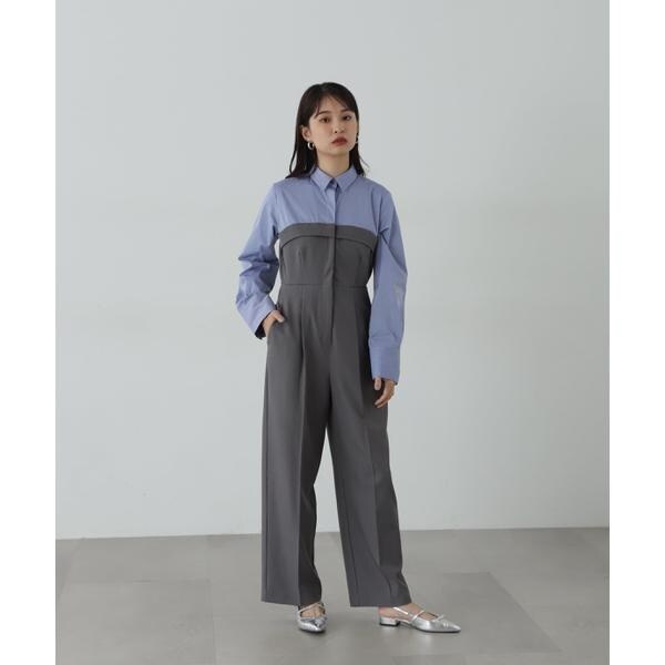 エヌ ナチュラルビューティーベーシック（N．Natural Beauty Basic*）/シャツドッキングテイラードジャンプスーツ《S Size Line》