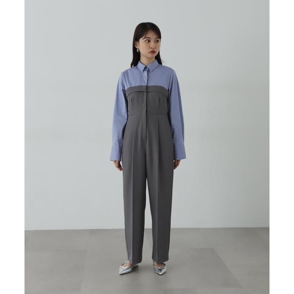 エヌ ナチュラルビューティーベーシック（N．Natural Beauty Basic*）/シャツドッキングテイラードジャンプスーツ《S Size Line》