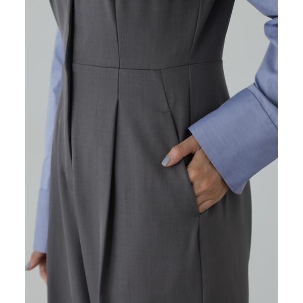 エヌ ナチュラルビューティーベーシック（N．Natural Beauty Basic*）/シャツドッキングテイラードジャンプスーツ《S Size Line》