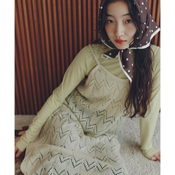 エヌ ナチュラルビューティーベーシック（N．Natural Beauty Basic*）/透かし編みニットキャミワンピース