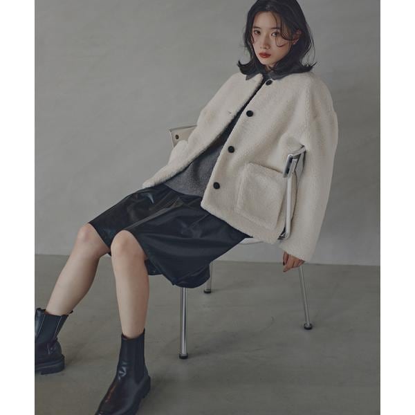 エヌ ナチュラルビューティーベーシック（N．Natural Beauty Basic*）/ノーカラーボアブルゾン