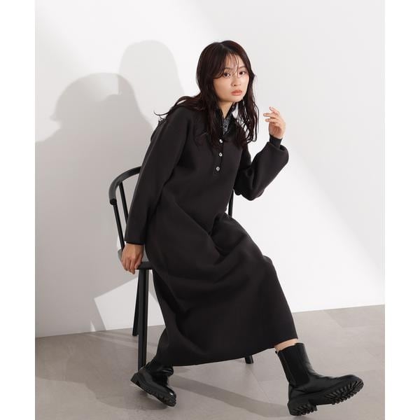 エヌ ナチュラルビューティーベーシック（N．Natural Beauty Basic*）/スキッパーネックニットワンピース