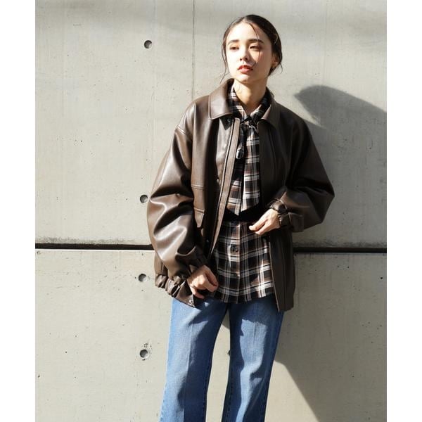 エヌ ナチュラルビューティーベーシック（N．Natural Beauty Basic*）/フェイクレザーステンカラーブルゾン