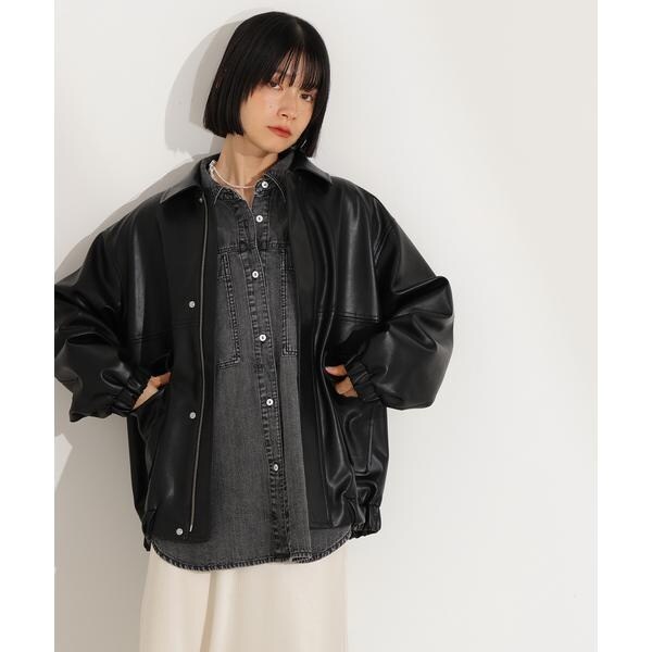 エヌ ナチュラルビューティーベーシック（N．Natural Beauty Basic*）/フェイクレザーステンカラーブルゾン
