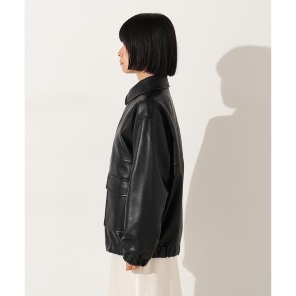 エヌ ナチュラルビューティーベーシック（N．Natural Beauty Basic*）/フェイクレザーステンカラーブルゾン