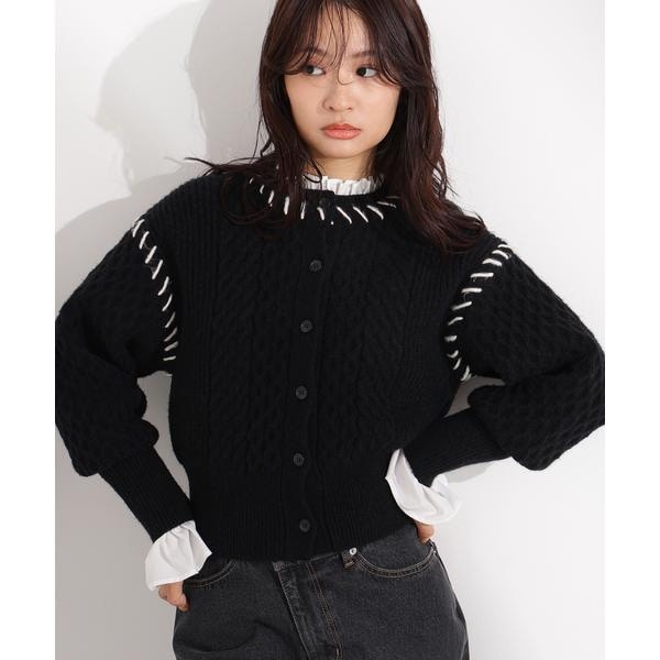 エヌ ナチュラルビューティーベーシック（N．Natural Beauty Basic*）/ケーブルステッチカーディガン