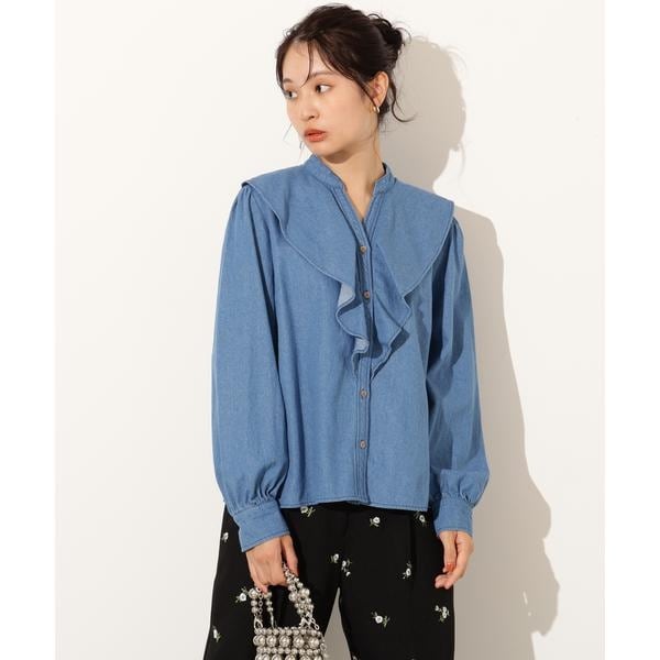 エヌ ナチュラルビューティーベーシック（N．Natural Beauty Basic*）/デニムラッフルブラウス