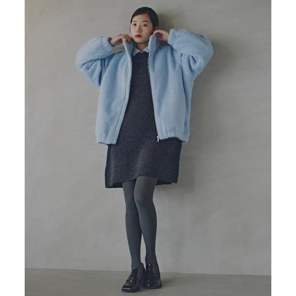 エヌ ナチュラルビューティーベーシック（N．Natural Beauty Basic*）/襟付ミニニットワンピース