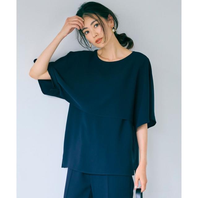 23区（23KU）/【洗える】ストレッチジョーゼット レイヤー カットソー