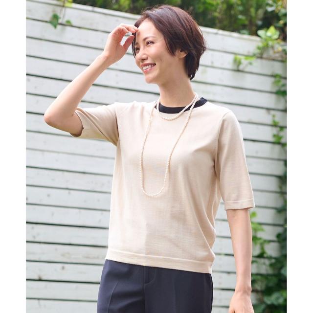 自由区（JIYU−KU）/【アンサンブル対応・洗える】ウールシルク5分袖 ニット