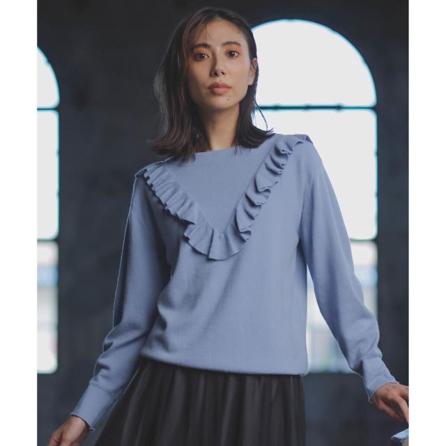 自由区（JIYU−KU）/【洗える】ピュアカシミヤフリルディティール ニット