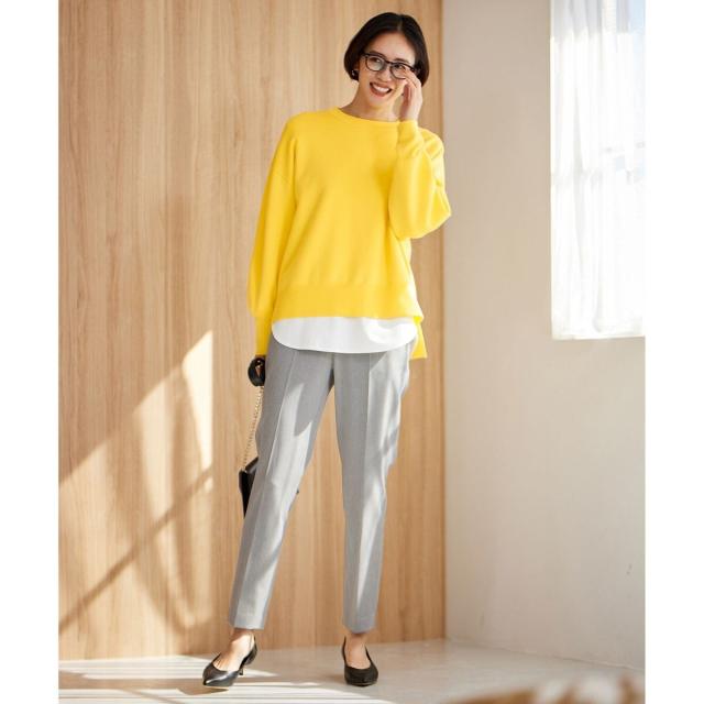 撥水加工・洗える】TRギャバ裏起毛チェック柄テーパード パンツ／自由