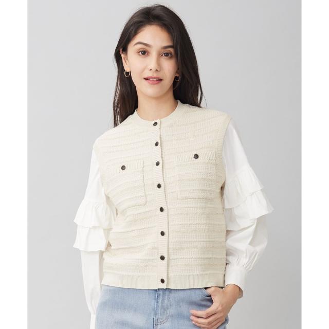 自由区（JIYU−KU）/【洗える】テクスチャーコットンブレンドニット ベスト