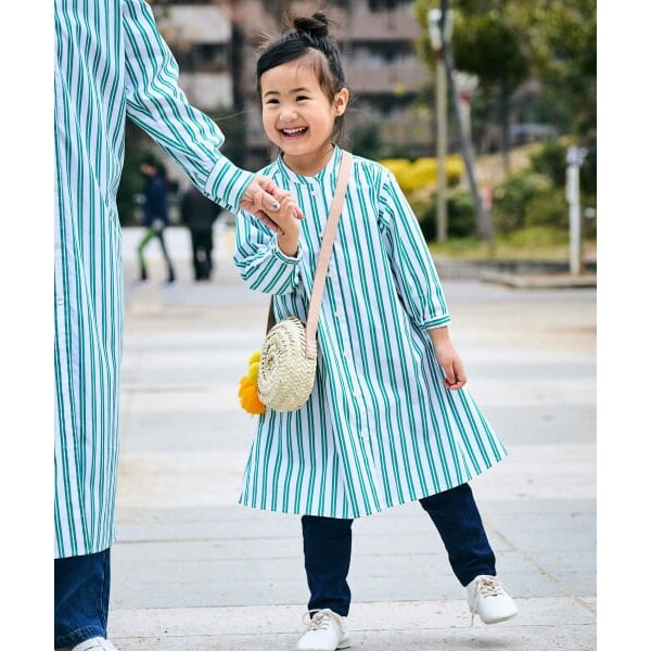 familiar ストライプ柄ワンピース 100cm ⭐︎美品⭐︎familiar 半袖ストライプワンピース 子供服、キッズ100cm