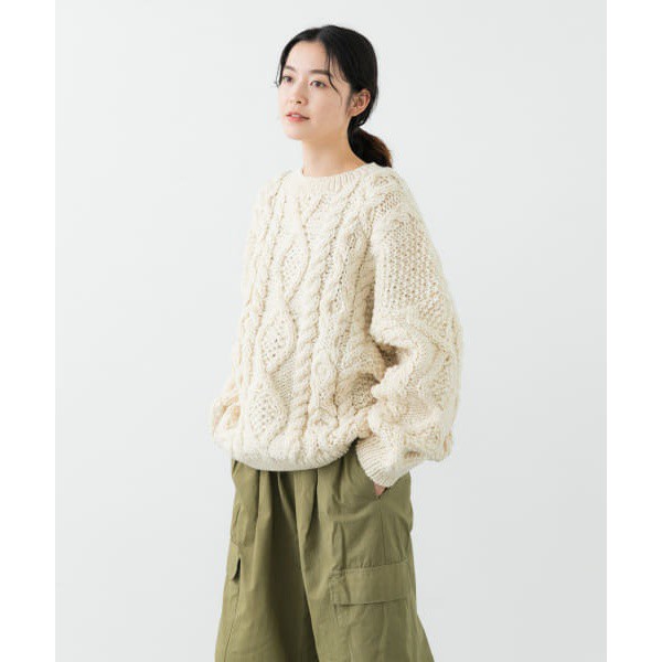 22AW＊かぐれ kagure ノルディックタートルニット ペルーニット 白-