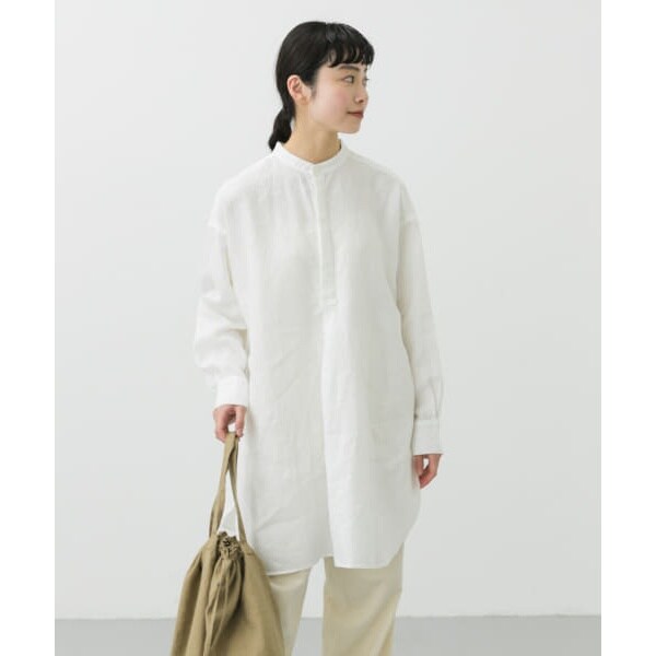 美品♪かぐれ　kagure　リネンチュニックシャツ　ゆったり　ロング丈　白シャツ かぐれ｜リネンチュニックシャツ | Rakuten Fashion(楽天