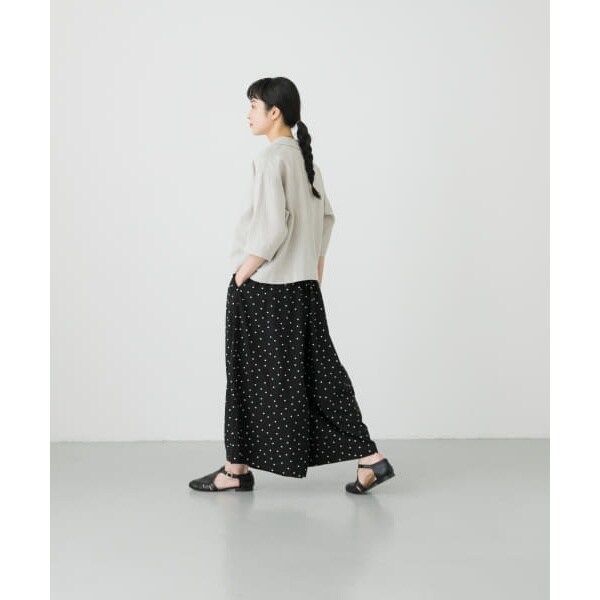 かぐれ ドットギャザーワイドパンツ かぐれ リネンレーヨンワイド