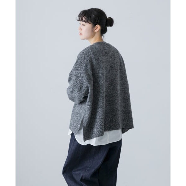 かぐれ 2023 クルーネックニットカーディガン チャコール ハミルトン