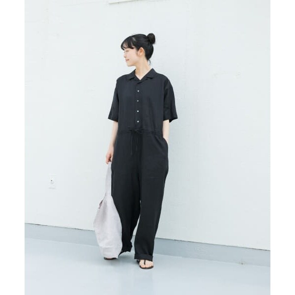 24年 美品 kagure かぐれ ワイドオールインワン リネン ブラック かぐれ オールインワン 24年 美品 kagure かぐれ ワイドオールインワン