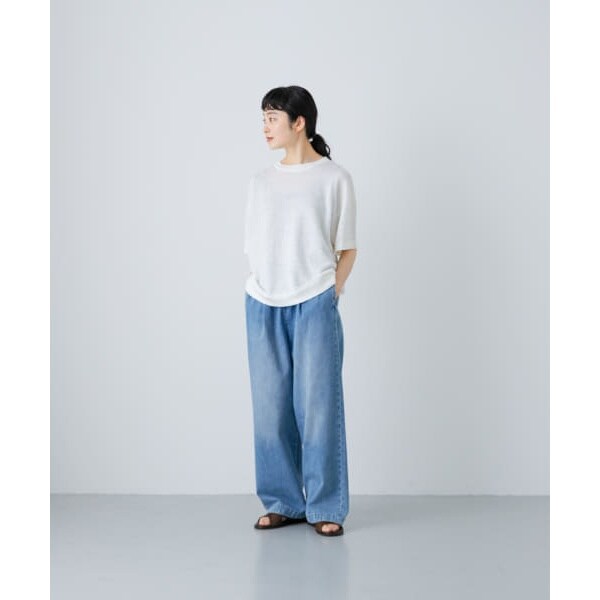 新品 かぐれ リネン半袖クルーネックニット NATURAL リネン半袖クルーネックニット（ニット/セーター）｜かぐれ