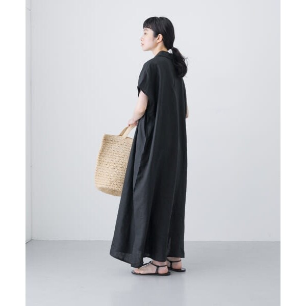 かぐれ KAGURE リネン シャツ ワンピース ブラック 【公式通販】