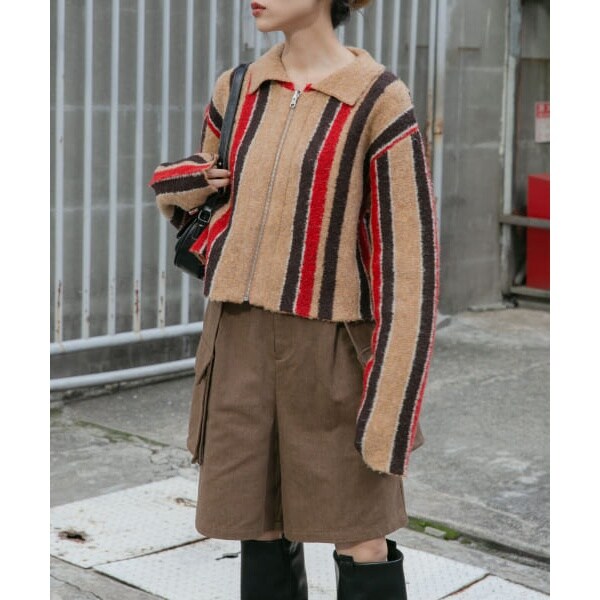 KBF（KBF）/フロントZIPストライプカーディガンの通販は 5,280円