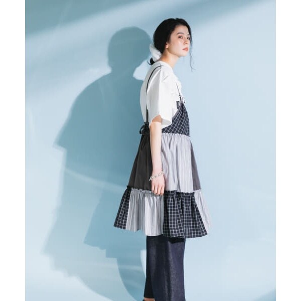 KBF】パッチワークミニキャミワンピース ブラック KBF（KBF）/【予約