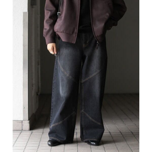 センスオブプレイスバイアーバンリサーチ（SENSE OF PLACE）/ラウンドパネルワイドデニムの通販は