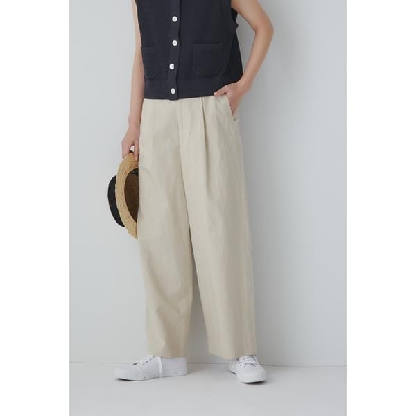 ヒューマンウーマン（human woman）/◆綿麻シャンブレーセミワイドパンツ
