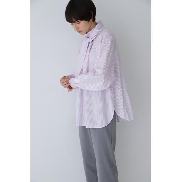 新品タグ付き　ヒューマンウーマン ボウタイブラウス　白 ヒューマンウーマン（HUMAN WOMAN）/◇ストライプボウタイ